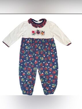 VTG Health tex Girls 24 M Romper Long Sleeve Fall Pattern Ruffle Collar Plaid